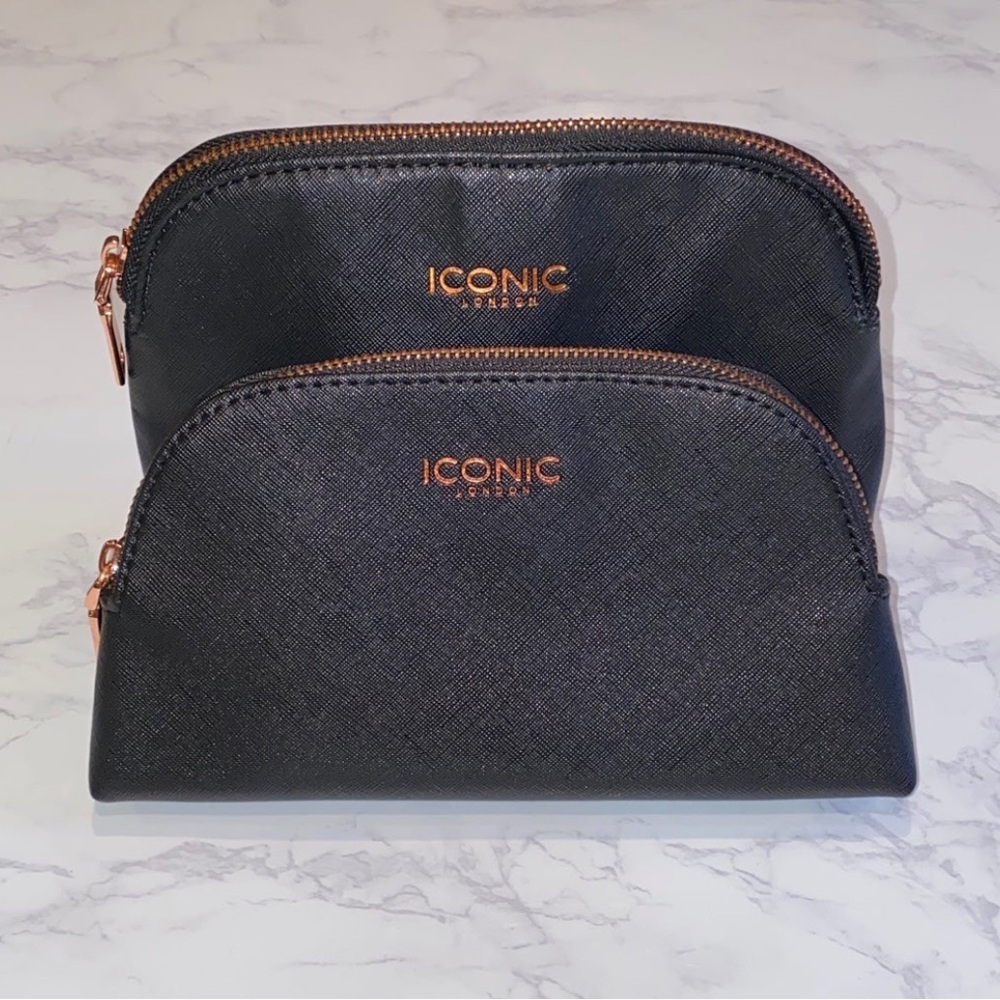 Two limited edition Iconic London black makeup bag set